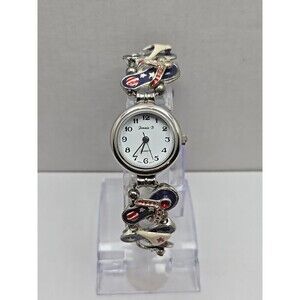 Jennie B Avon Patriotic Flip Flops Charm Bracelet Watch New Battery USA  Beach